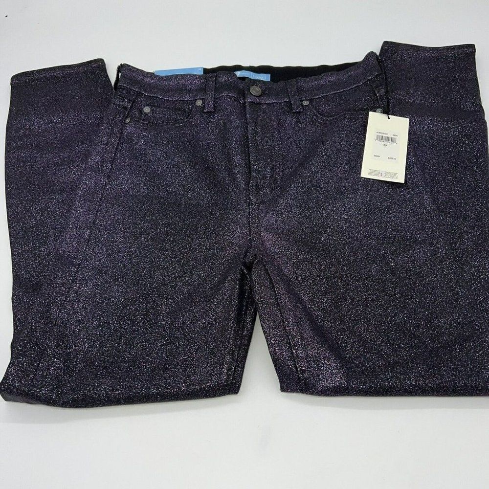 Seven For All Mankind High Waist Ankle Skinny B(air) Denim 29 Purple Sparkle NWT